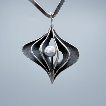 Estate Sterling Silver Ronald Hayes Pearson Tahitian Pearl Pendant