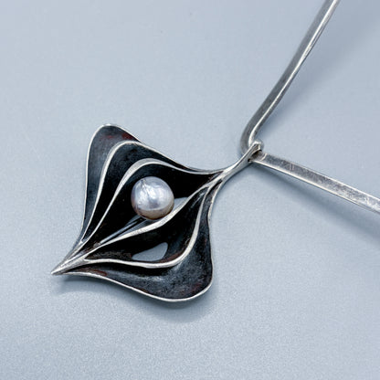 Estate Sterling Silver Ronald Hayes Pearson Tahitian Pearl Pendant