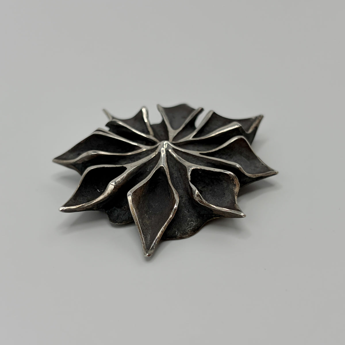 Estate Sterling Silver Ronald Hayes Pearson Snowflake Relief Brooch