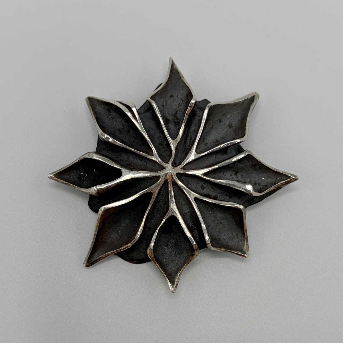 Estate Sterling Silver Ronald Hayes Pearson Snowflake Relief Brooch