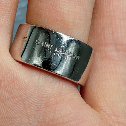 Estate Sterling Silver and Vermeil Pyramid Stud Ring by Saint Laurent