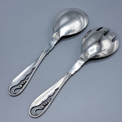 Estate Georg Jensen Sterling Silver Ornamental Foliate Serving Set no 42