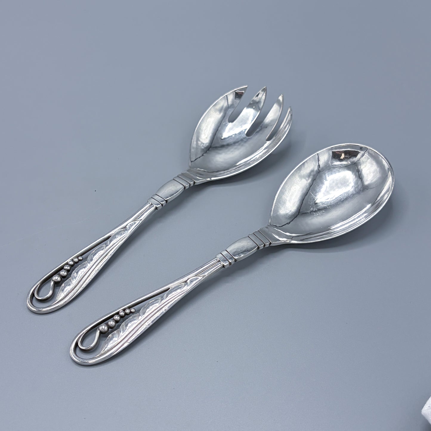 Estate Georg Jensen Sterling Silver Ornamental Foliate Serving Set no 42