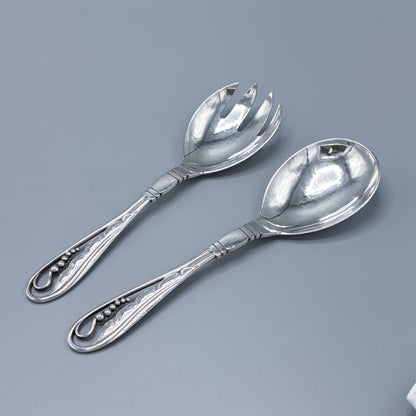 Estate Georg Jensen Sterling Silver Ornamental Foliate Serving Set no 42