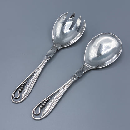Estate Georg Jensen Sterling Silver Ornamental Foliate Serving Set no 42