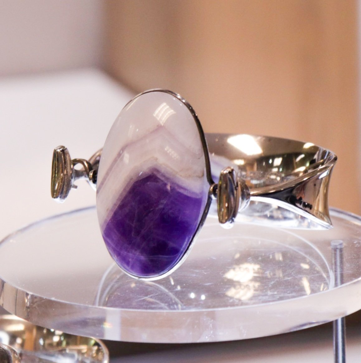 Georg Jensen Sterling Silver Bangle No. 203 With Amethyst by Vivianna Torun