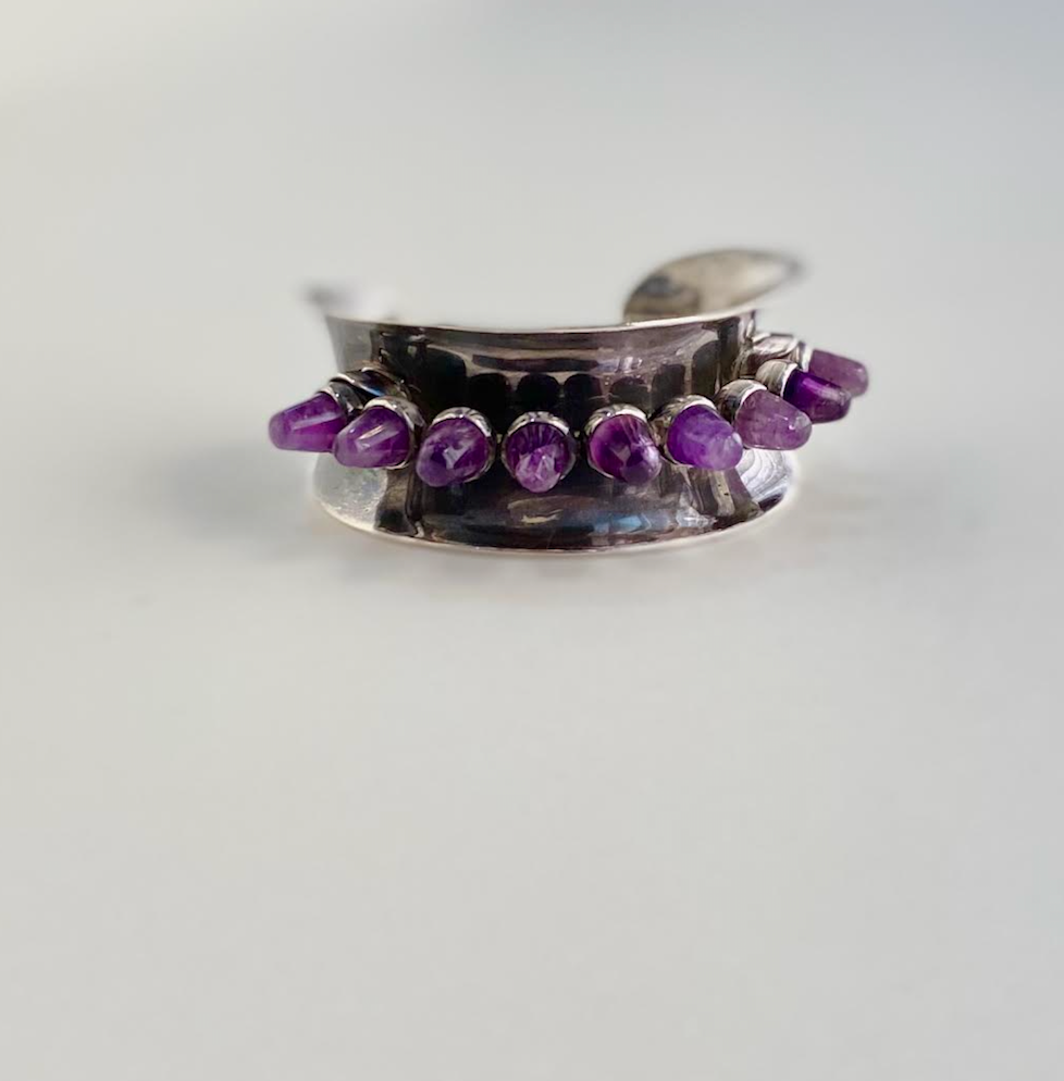 Antonio Pineda Silver and Amethyst Cuff Bracelet