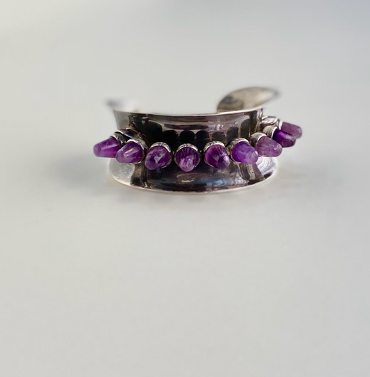 Antonio Pineda Silver and Amethyst Cuff Bracelet