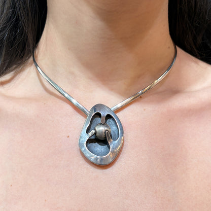 Estate Sterling Silver MCM Oyster Brooch by Sigi Pineda