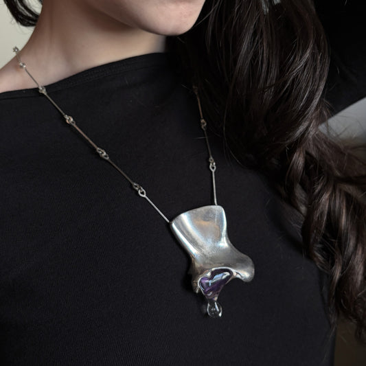 Lapponia Sterling Silver Pendant with Acrylic Drop by Björn Weckström