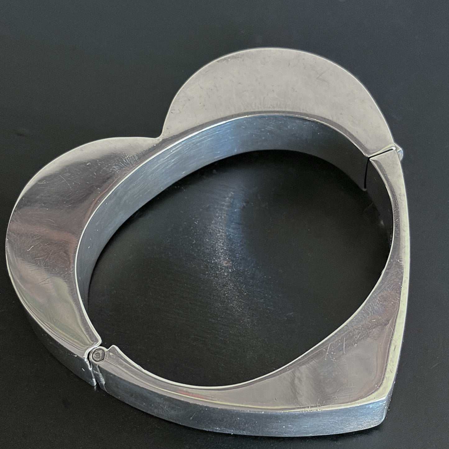 Estate Sterling Silver Heart Bangle by Brenda Schoenfeld