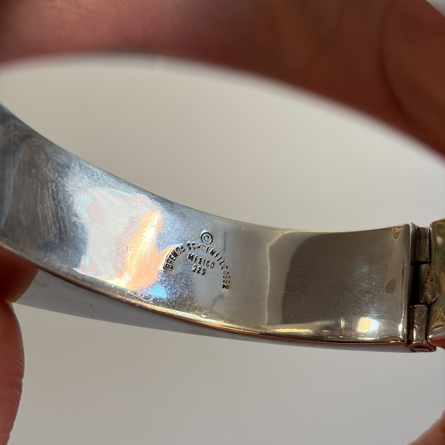 Estate Sterling Silver Heart Bangle by Brenda Schoenfeld