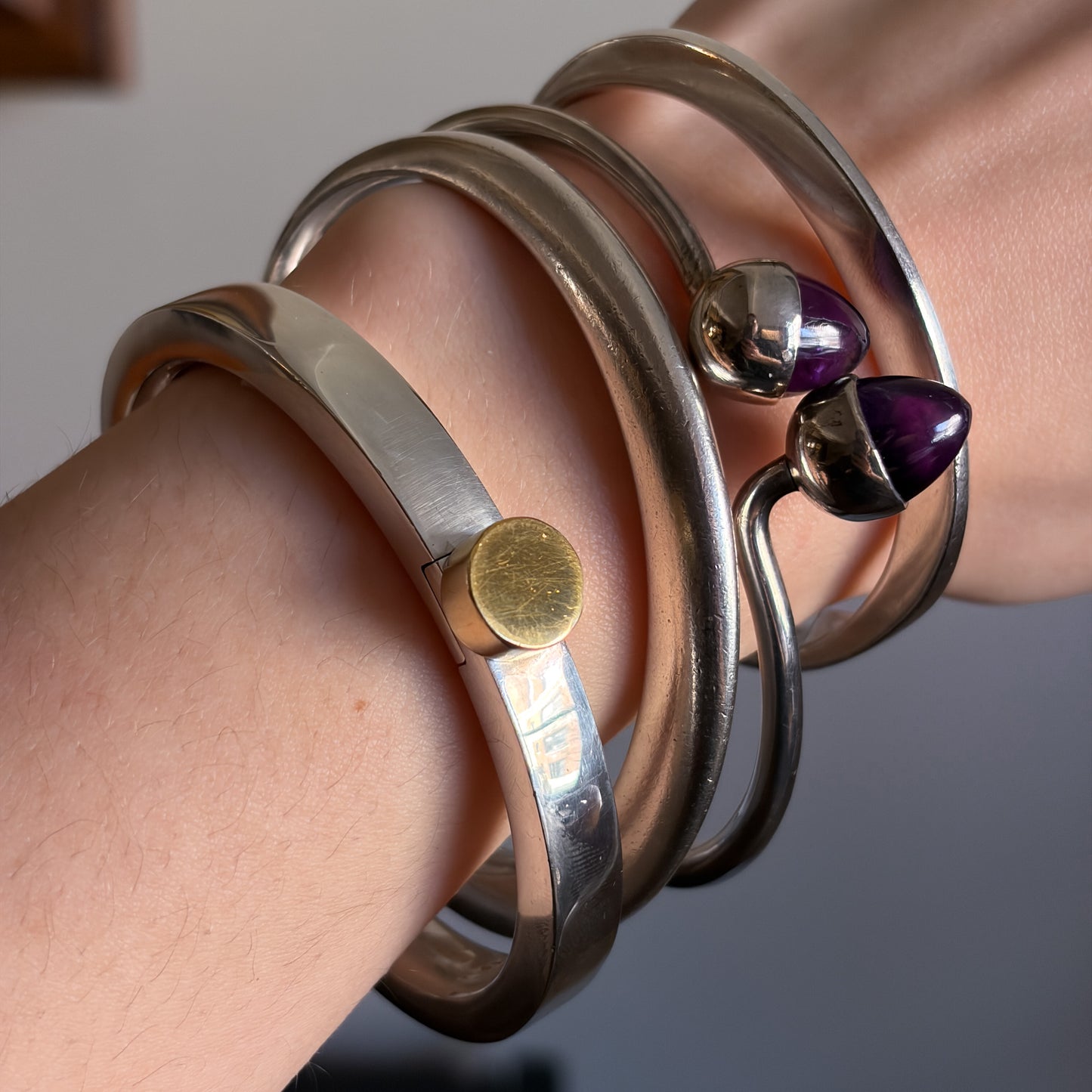 Estate Sterling Silver Andreas Mikkelsen Hinged Bracelet