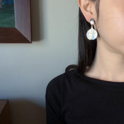 Estate Sterling Silver Modernist Lilypad Dangle Earrings by Hans Hansen