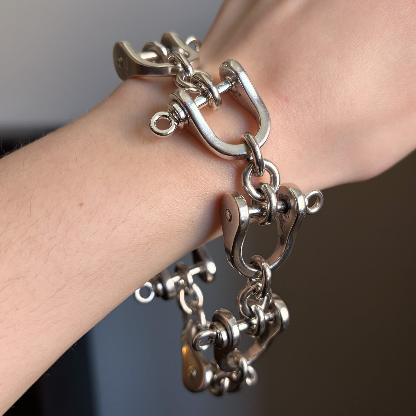 Estate Sterling Silver Large Horsebit Bracelet