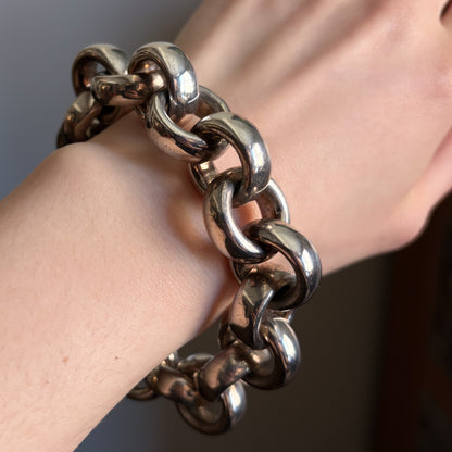 Estate Sterling Silver Chunky Round Link Bracelet by Thistle & Bee