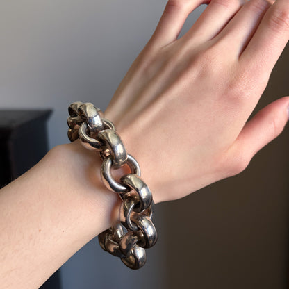 Estate Sterling Silver Chunky Round Link Bracelet by Thistle & Bee