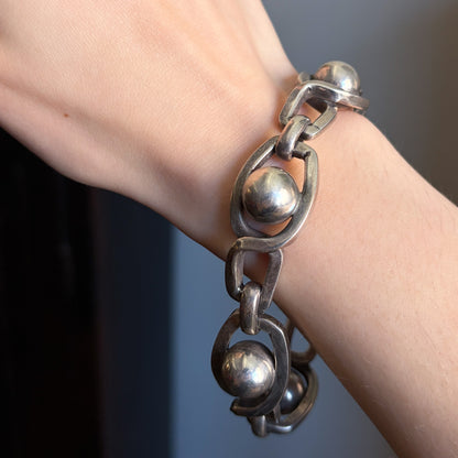 Estate Sterling Silver Eight Ball Bracelet