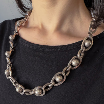 Estate Sterling Silver Eight Ball Necklace