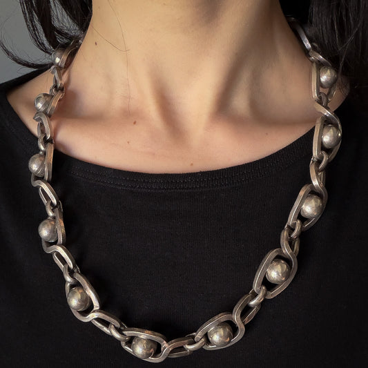 Estate Sterling Silver Eight Ball Necklace