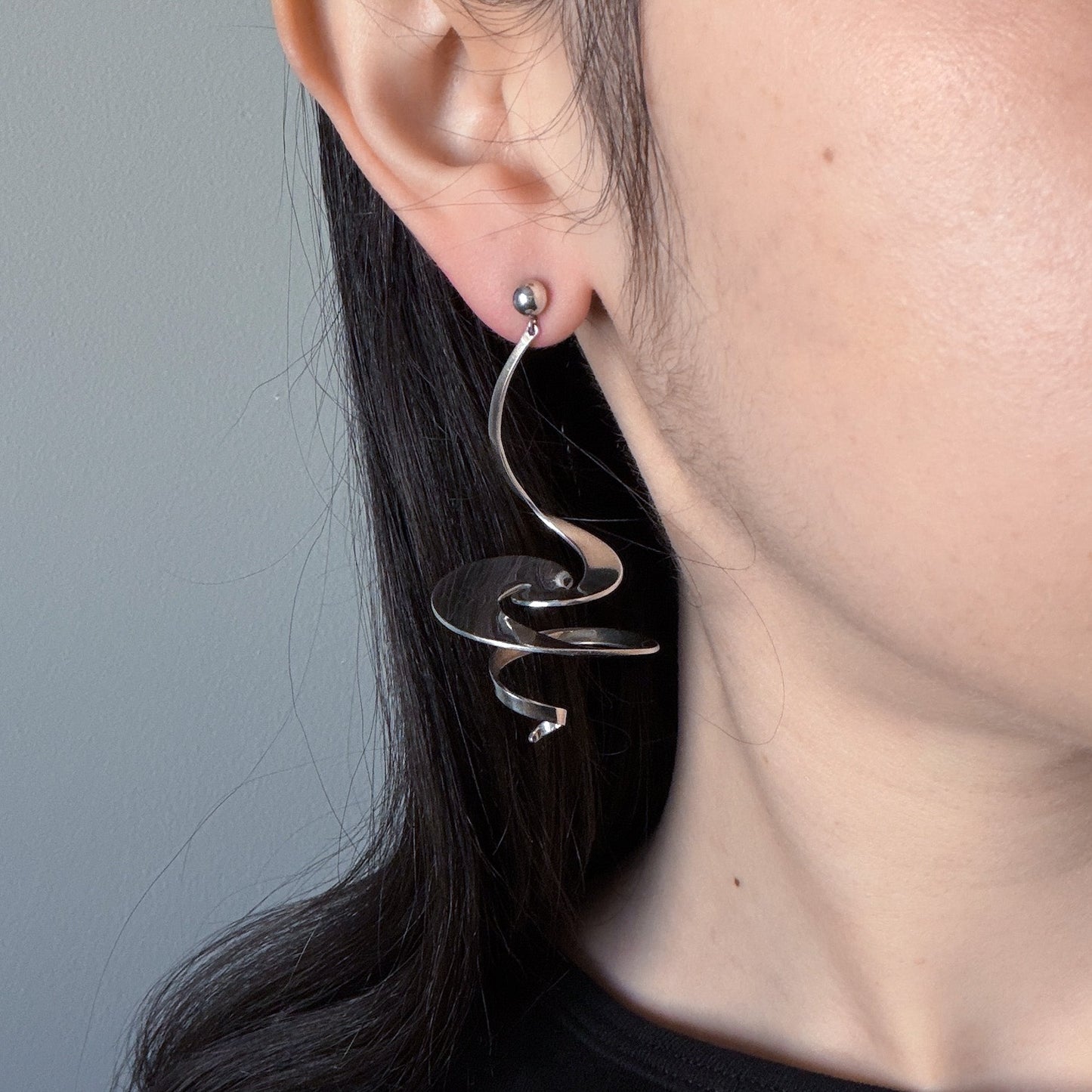 Estate Georg Jensen Sterling Silver Spiral Earrings No 369 by Vivianna VERY RARE