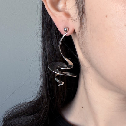 Estate Georg Jensen Sterling Silver Spiral Earrings No 369 by Vivianna VERY RARE