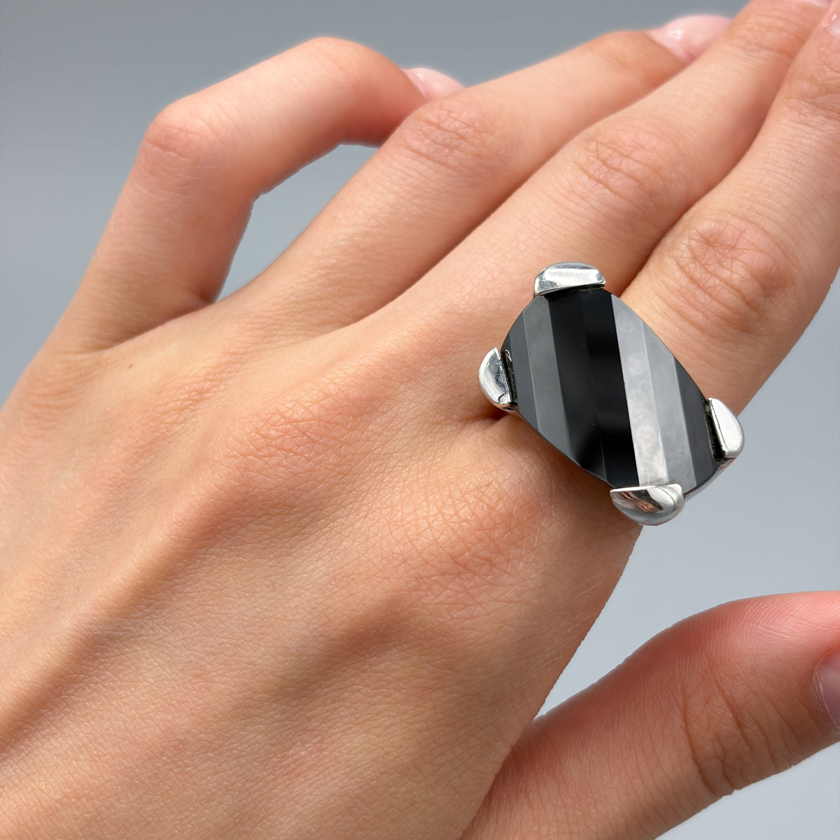 Estate Sterling Silver and Smoky Quartz Ring