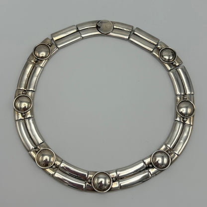 Estate Sterling Silver William Spratling Successors Modern Articulated Collar Necklace, invisible clasp