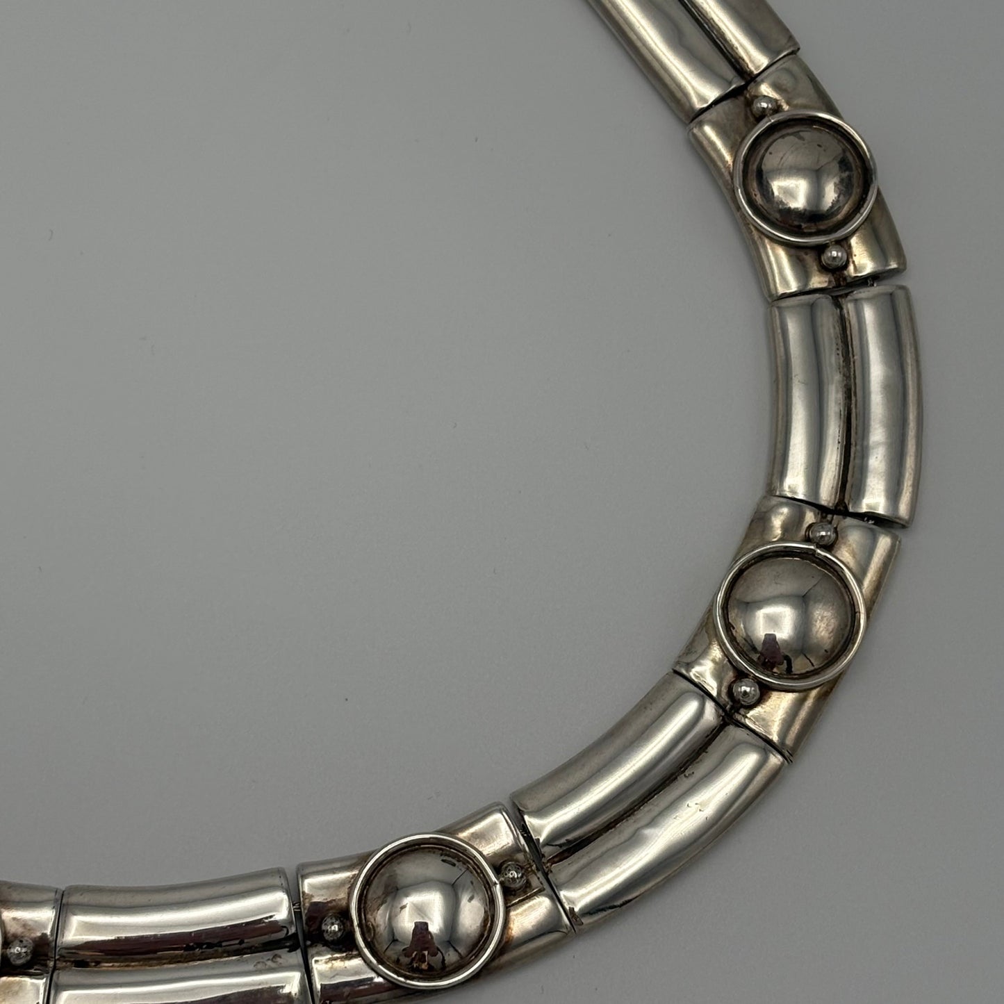 Estate Sterling Silver William Spratling Successors Modern Articulated Collar Necklace, invisible clasp