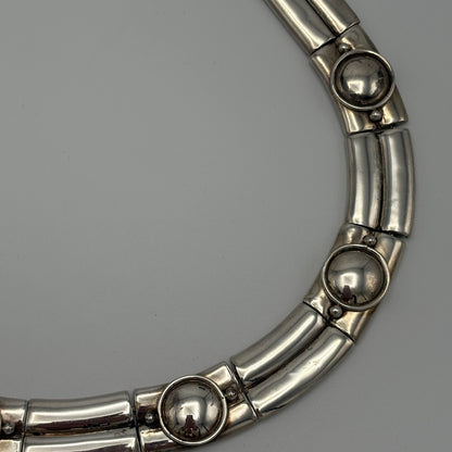 Estate Sterling Silver William Spratling Successors Modern Articulated Collar Necklace, invisible clasp
