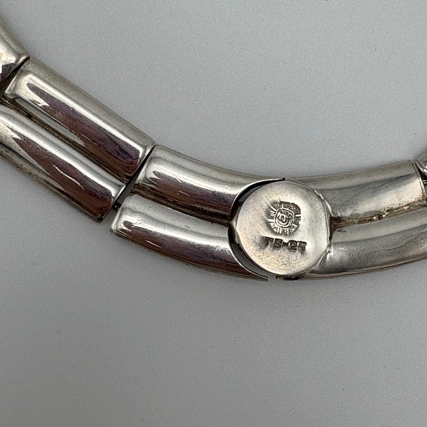 Estate Sterling Silver William Spratling Successors Modern Articulated Collar Necklace, invisible clasp