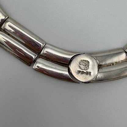 Estate Sterling Silver William Spratling Successors Modern Articulated Collar Necklace, invisible clasp