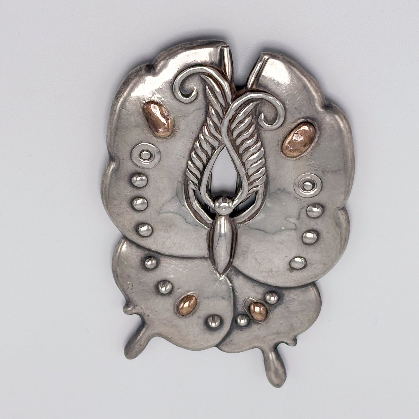 Estate Moth Dress Clip Sterling Silver with Copper by William Spratling