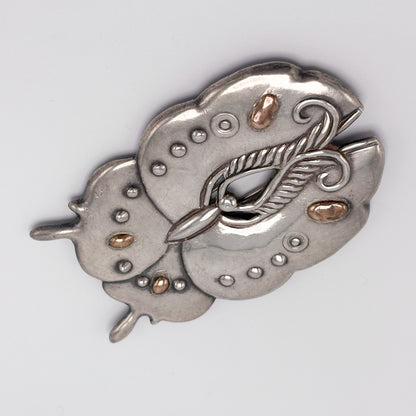 Estate Moth Dress Clip Sterling Silver with Copper by William Spratling
