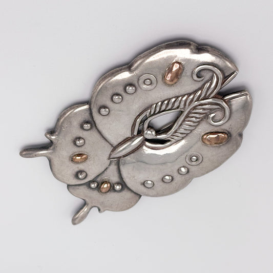 Estate Moth Dress Clip Sterling Silver with Copper by William Spratling