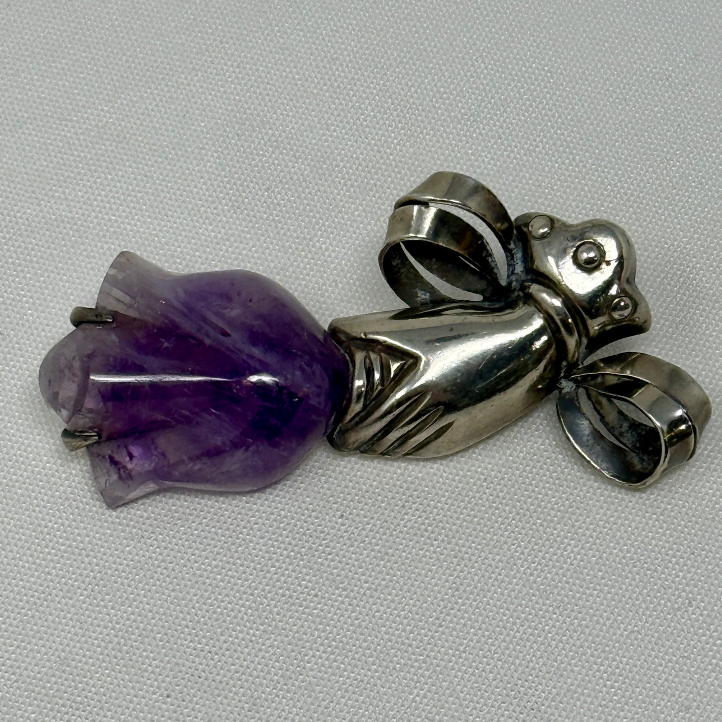 Estate William Spratling Sterling Silver and Amethyst "Continuity" Brooch