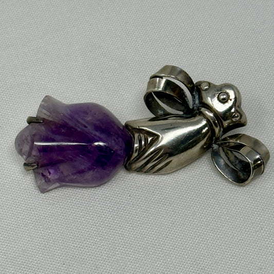 Estate William Spratling Sterling Silver and Amethyst "Continuity" Brooch