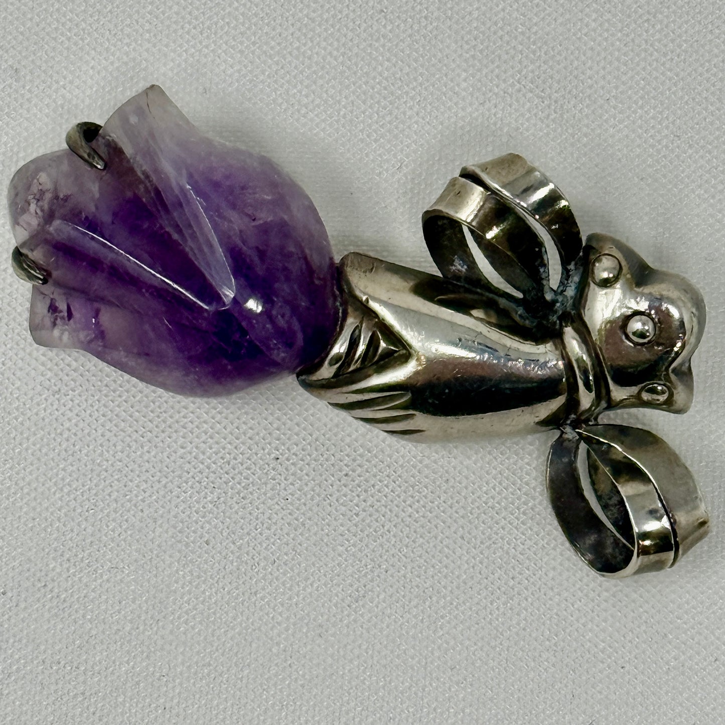 Estate William Spratling Sterling Silver and Amethyst "Continuity" Brooch