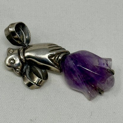 Estate William Spratling Sterling Silver and Amethyst "Continuity" Brooch