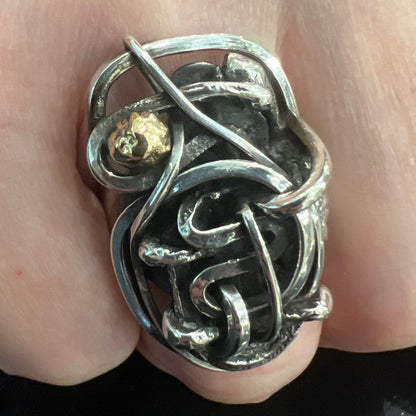 One of a Kind Sterling Silver Brutalist Ring by Rebajes Style 1