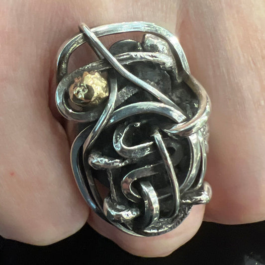 One of a Kind Sterling Silver Brutalist Ring by Rebajes Style 1