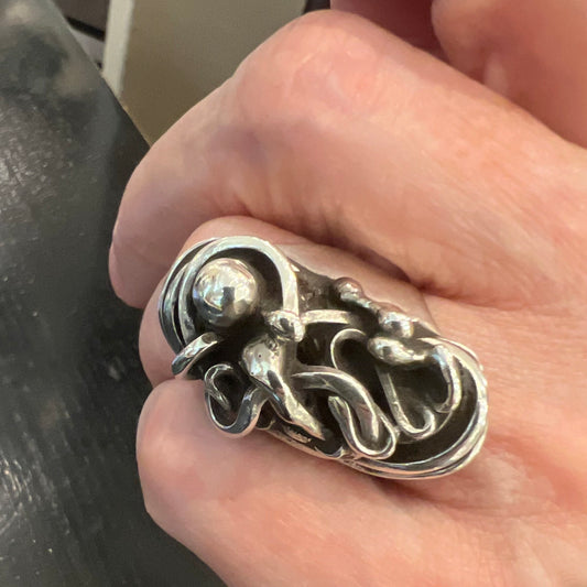 One of a Kind Sterling Silver Brutalist Ring by Rebajes