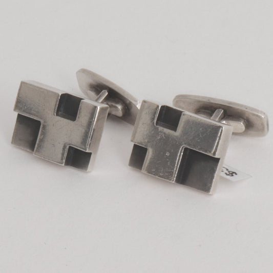 Estate Max Brammer Sterling Silver Geometric Modernist Cufflinks