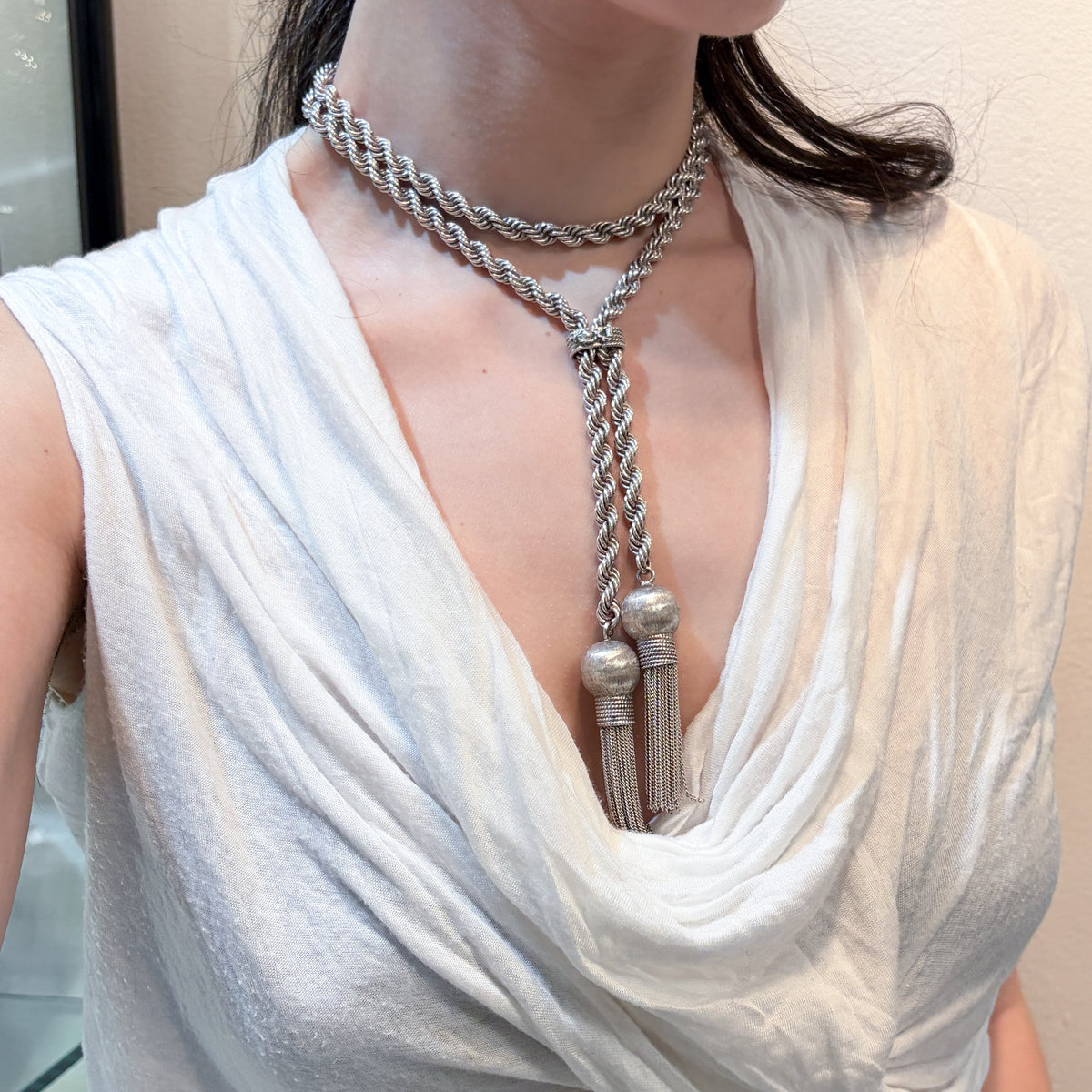 Estate Sterling Silver Tassel Necklace