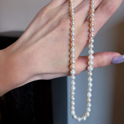 Estate Graduated Akoya Pearl Choker with 14KT White Gold Clasp