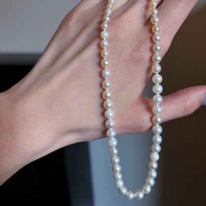 Estate Graduated Akoya Pearl Choker with 14KT White Gold Clasp
