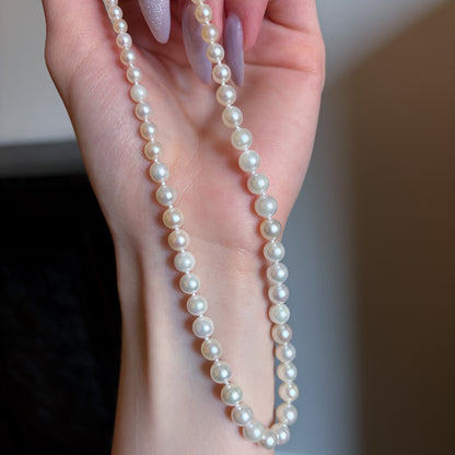 Estate Graduated Akoya Pearl Choker with 14KT White Gold Clasp