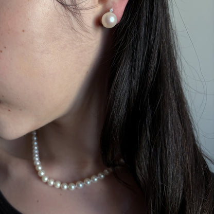 Estate Graduated Akoya Pearl Choker with 14KT White Gold Clasp