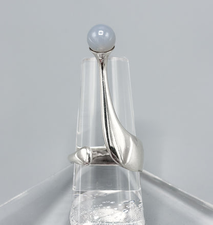 Estate Sterling Silver Theresia Hvorslev Ring with Chalcedony Bead