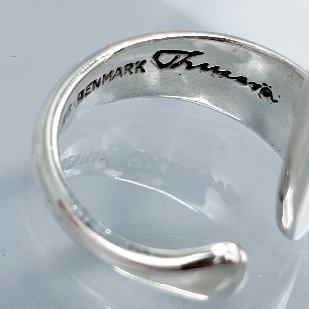 Estate Sterling Silver Theresia Hvorslev Ring with Chalcedony Bead
